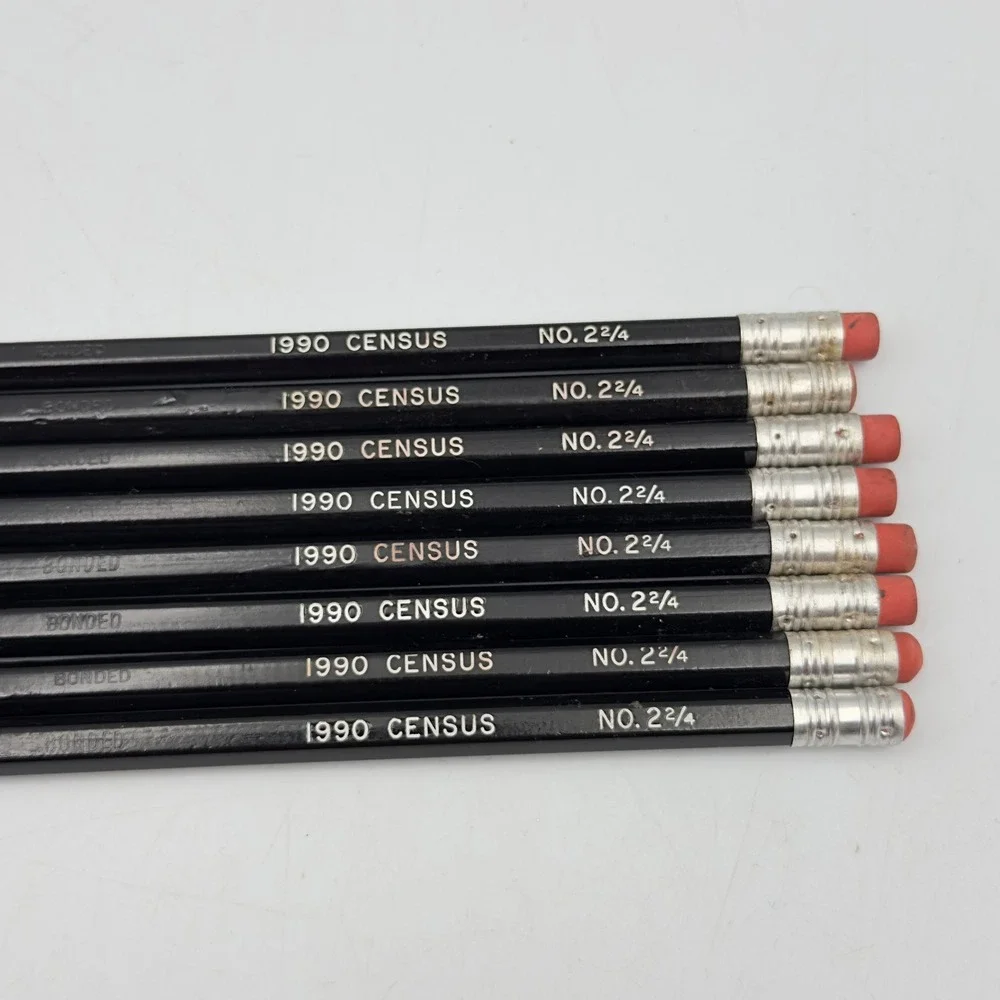 Vintage 1990 Census No. 2 2/4 Bonded Black Pencils Set of 8 Collectible